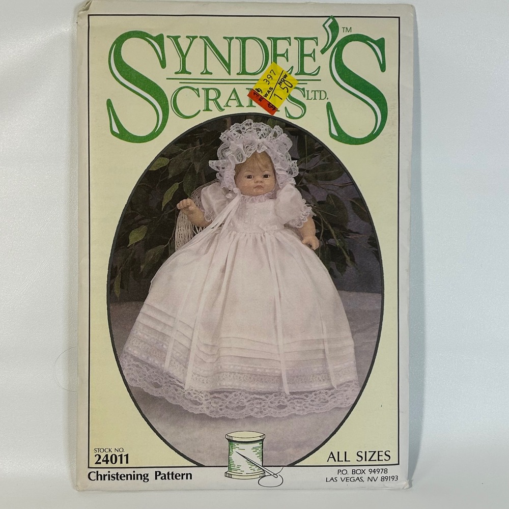 Syndee's Crafts Doll Sewing Patterns Lot 3 NIP Vintage Christening Gabby - Picture 2 of 7
